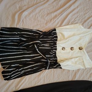 Black and white stripe romper